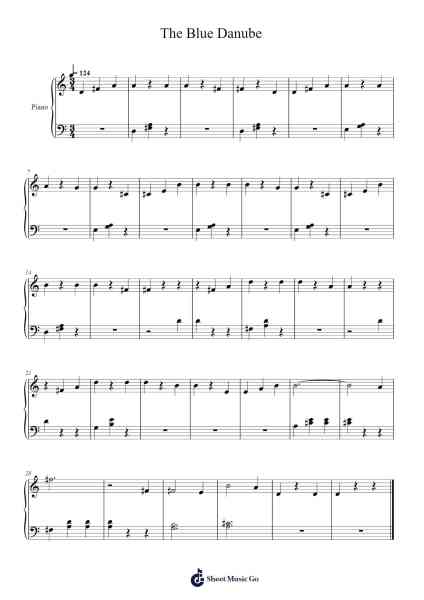 The Blue Danube Sheet Music by Johann Strauss II-Arr.Gemfoe Conchey