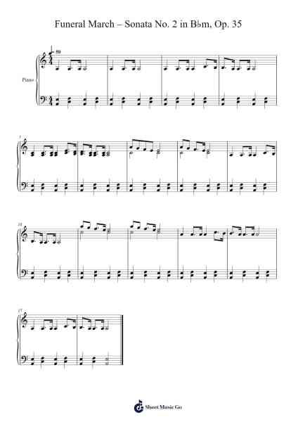 Funeral March – Sonata No. 2 in B♭m, Op. 35 Sheet Music by Frédéric Chopin-Arr.Yulevieve