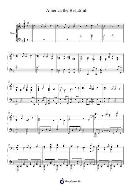 America the Beautiful Sheet Music by Samuel A. Ward-Arr.Prihue Roslan