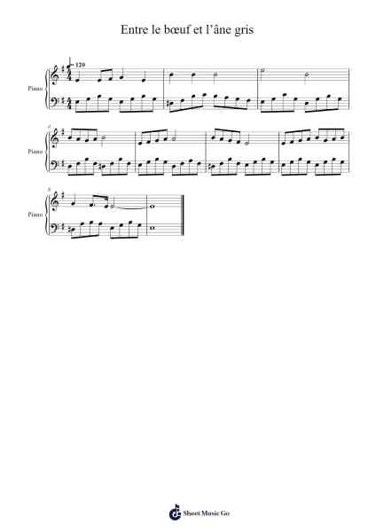 Entre le bœuf et l’âne gris Sheet Music by French Christmas Song-Arr.Joeges