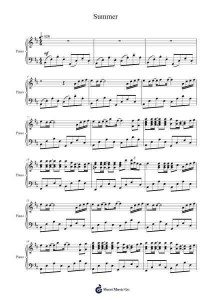 Kikujiro –Summer Sheet Music by Joe Hisaishi-Arr.Canzel