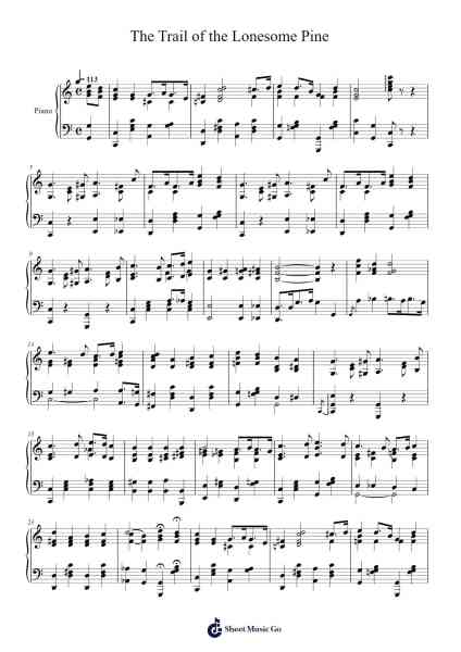 The Trail of the Lonesome Pine Sheet Music by Harry Carroll-Arr.Mablia Finkeith