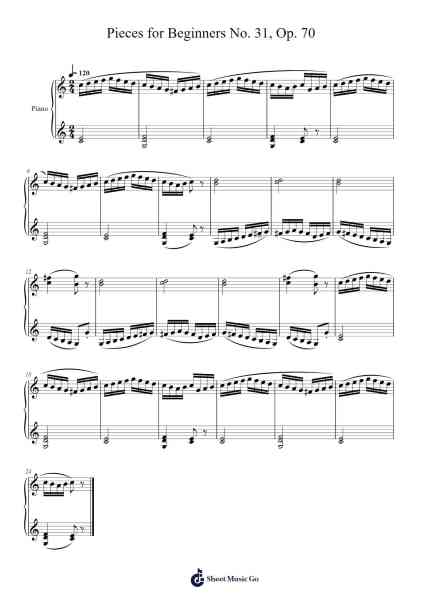 Pieces for Beginners No. 31, Op. 70 Partitura de Johann Hermann Berens-Arr.Attchols Jamestion