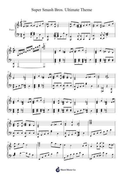Super Smash Bros. Ultimate Theme Sheet Music by Hideki Sakamoto-Arr.Gunsea Holmesbob