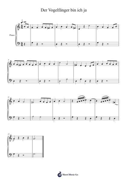 Der Vogelfänger bin ich ja Sheet Music by Wolfgang Amadeus Mozart-Arr.Priney Grelen