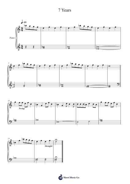 7 Years Sheet Music by Lukas Graham-Arr.Sufe Hodnions