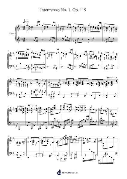 Intermezzo No. 1, Op. 119 Sheet Music by Johannes Brahms-Arr.Chloekeats