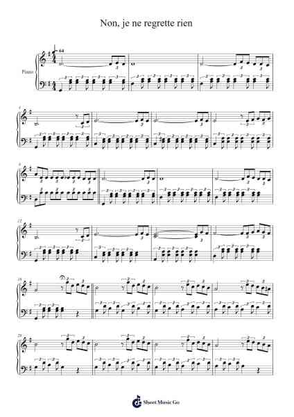 Non, je ne regrette rien Sheet Music by Édith Piaf-Arr.Corvan Hewkins