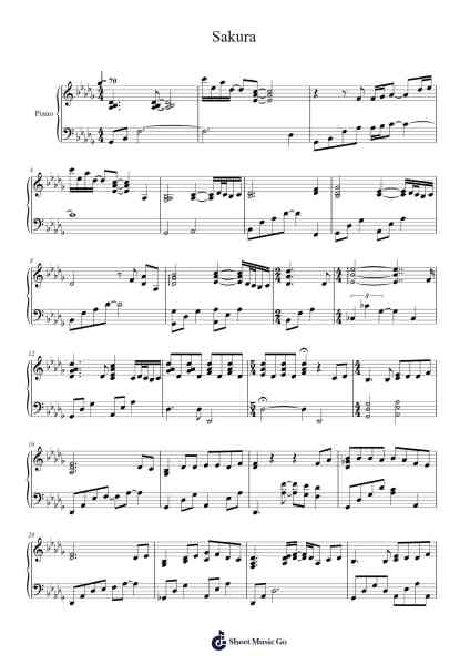 Sakura Sheet Music by Kyogo Kawaguchi-Arr.Chauburne Fowblair