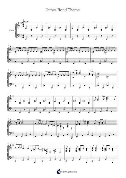 James Bond Theme Sheet Music by Monty Norman-Arr.Louann Bonpe