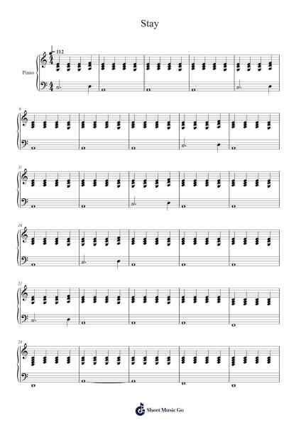 Stay (Accompaniment Version) Sheet Music by Rihanna/Mikky Ekko-Arr.Himorse