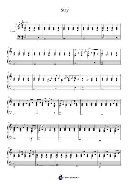 Stay Sheet Music by Rihanna/Mikky Ekko-Arr.Myrtours Hihill