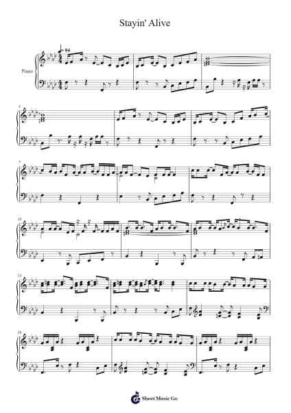 Stayin' Alive Sheet Music by Bee Gees-Arr.Springgene