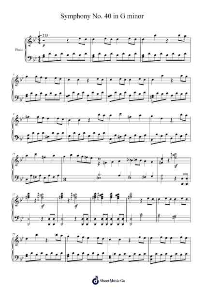 Molto allegro – Symphony No. 40 in Gm Sheet Music by Wolfgang Amadeus Mozart-Arr.Funkdrich Mansbing