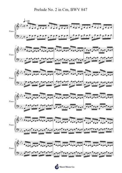 Prelude No. 2 in Cm, BWV 847 Sheet Music by Johann Sebastian Bach-Arr.Zimwild