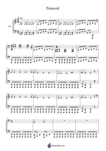 Paranoid Sheet Music by Black Sabbath-Arr.Dawnbian Sherqe