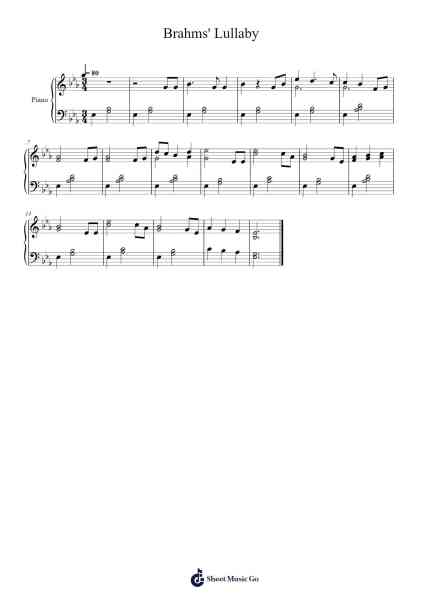 Brahms' Lullaby Sheet Music by Johannes Brahms-Arr.Primeg