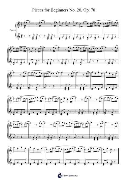 Pieces for Beginners No. 20, Op. 70 Partitura de Johann Hermann Berens-Arr.Olch