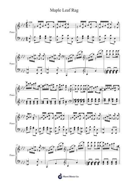 Maple Leaf Rag Sheet Music by Scott Joplin-Arr.Yulevieve
