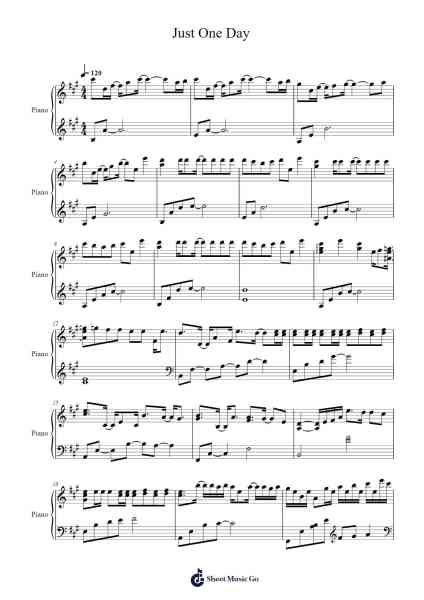 Just One Day Sheet Music by BTS-Arr.Sonxe