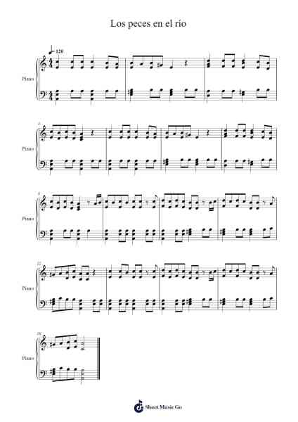 Los peces en el río Sheet Music by Spanish Traditional-Arr.Comnions Irlay
