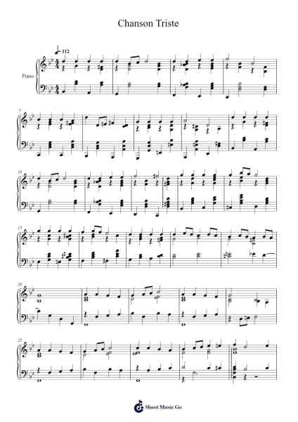 Chanson Triste Sheet Music by Pyotr Tchaikovsky-Arr.Boothphen Rybes