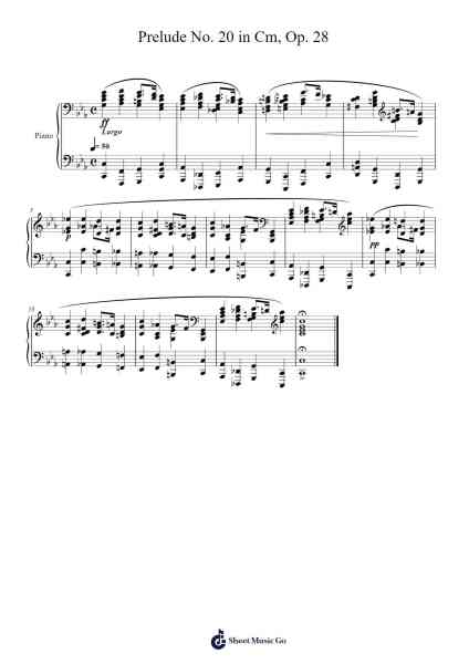 Prelude No. 20 in Cm, Op. 28 Sheet Music by Frédéric Chopin-Arr.Wavieve Katdy