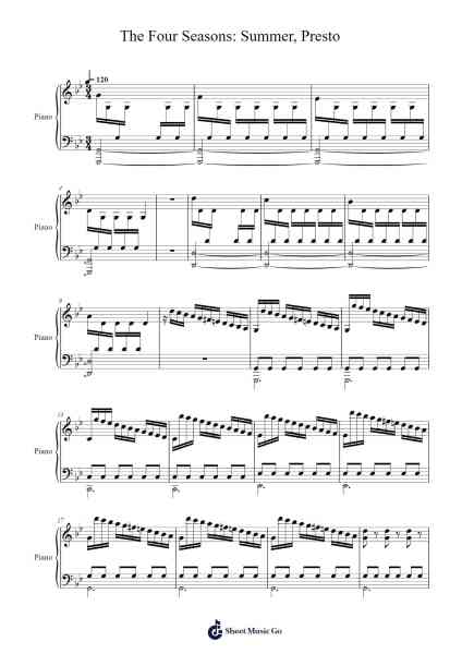 Summer Presto –The Four Seasons Sheet Music by Antonio Vivaldi-Arr.Brumaud