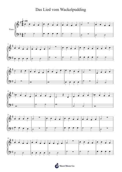 Das Lied vom Wackelpudding Sheet Music by Detlev Jöcker-Arr.Jeffhy Lionelmatt