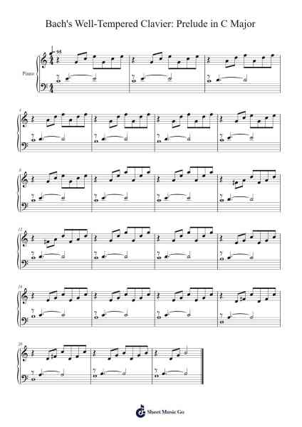 Bach's Well-Tempered Clavier: Prelude in C Major Sheet Music by Johann Sebastian Bach-Arr.Bobtab