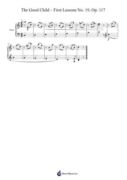 The Good Child –First Lessons No. 19, Op. 117 Sheet Music by Cornelius Gurlitt-Arr.Egpert