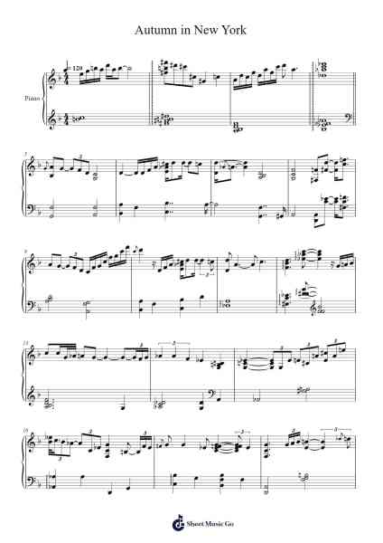 Autumn in New York Sheet Music by Vernon Duke-Arr.Rydiah