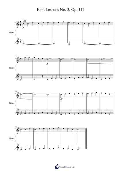 First Lessons No. 3, Op. 117 Sheet Music by Cornelius Gurlitt-Arr.Bartblack Jobky