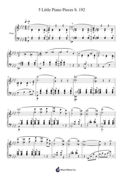 Moderato II – 5 Little Piano Pieces S. 192 Sheet Music by Franz Liszt-Arr.Leijoan