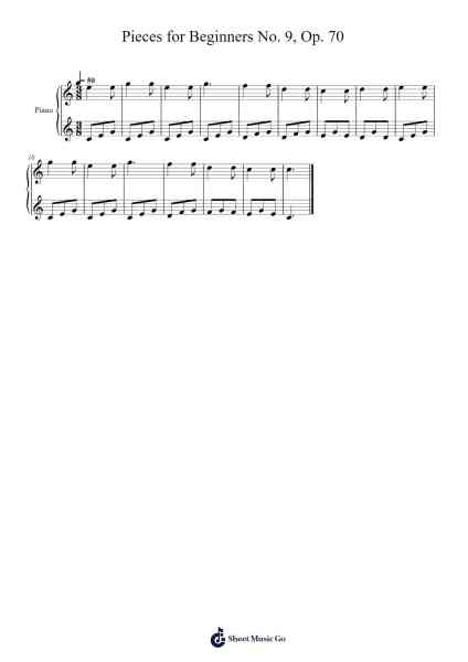Pieces for Beginners No. 9, Op. 70 Partitura de Johann Hermann Berens-Arr.Egger Daveky