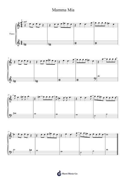Mamma Mia Sheet Music by ABBA-Arr.Clarva Dougry