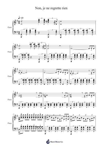 Non, je ne regrette rien Sheet Music by Édith Piaf-Arr.Childvian Petsibyl