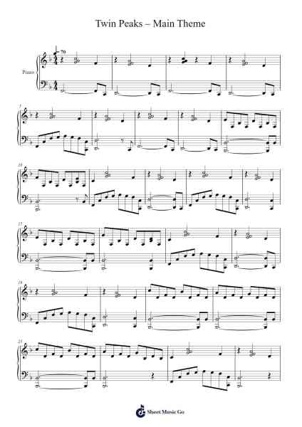 Twin Peaks –Main Theme Sheet Music by Angelo Badalamenti/David Lynch-Arr.Griren