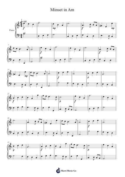 Minuet in Am Sheet Music by Johann Krieger-Arr.Croftswilde Ruthtodd