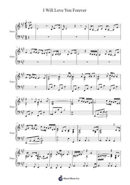 I will love you forever Sheet Music by Whitney Houston-Arr.Taykin Wertor