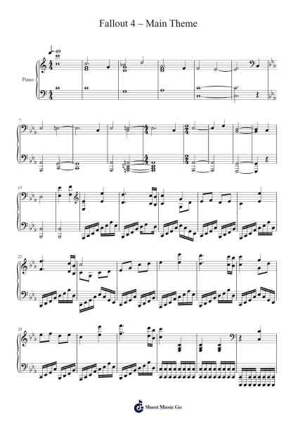 Fallout 4 – Main Theme Sheet Music by Inon Zur-Arr.Bysey Truwood