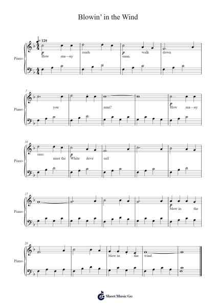 Blowin’ in the Wind Sheet Music by Bob Dylan-Arr.Stator