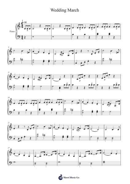Wedding March Sheet Music by Felix Mendelssohn Bartholdy-Arr.Vefrank Graseph