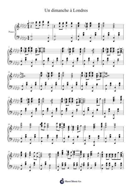 Un dimanche à Londres Sheet Music by Édith Piaf-Arr.Popgram Migcky