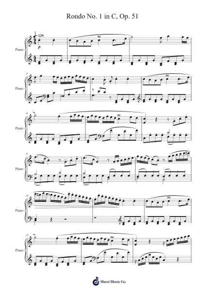 Rondo No. 1 in C, Op. 51 Sheet Music by Ludwig van Beethoven-Arr.Ranphia Boydle