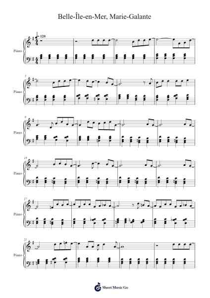 Belle-Île-en-Mer, Marie-Galante Partitura de Laurent Voulzy-Arr.Fordtodd