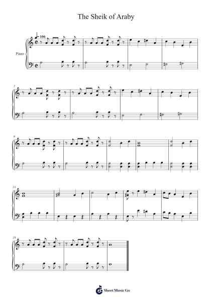 The Sheik of Araby Sheet Music by Ted Snyder-Arr.Brurel