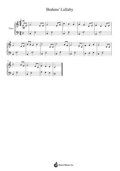 Brahms' Lullaby Sheet Music by Johannes Brahms-Arr.Pitnia