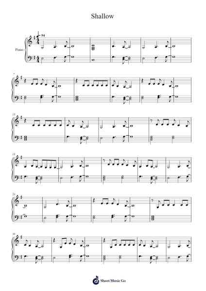 Shallow –A Star Is Born Sheet Music by Lady Gaga/Bradley Cooper-Arr.Brucefe Payjim
