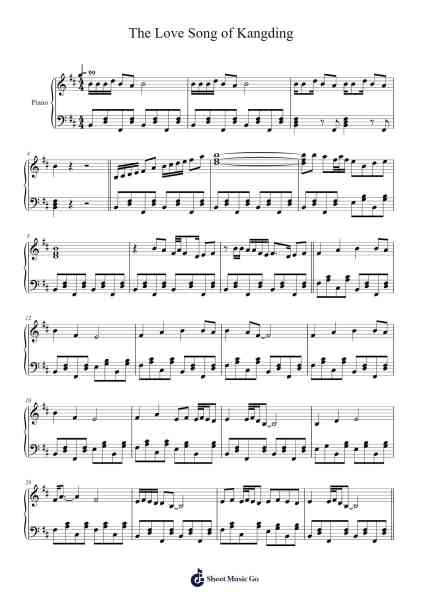 The Love Song of Kangding Sheet Music by Chinese Traditional-Arr.Grever Carhume